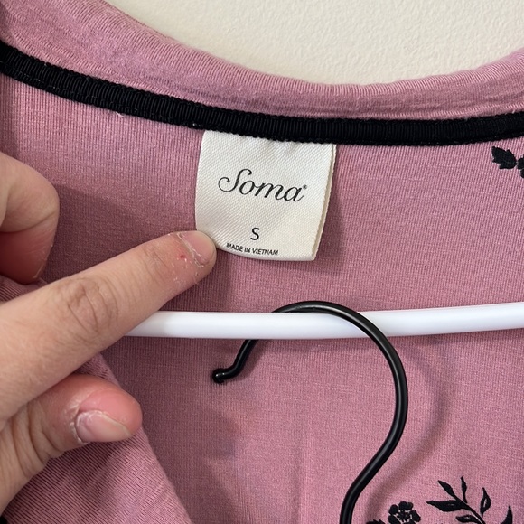 Soma Cool Nights Pajama Set in Peaceful Floral Pink FLAWED Sz Small - Picture 12 of 13
